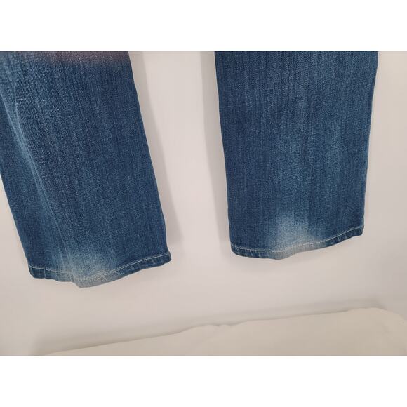 Miss Me Boot Cut Mid Rise Embellished Pocket Y2K 90s Denim Blue Jean 32 VTG - Picture 13 of 13